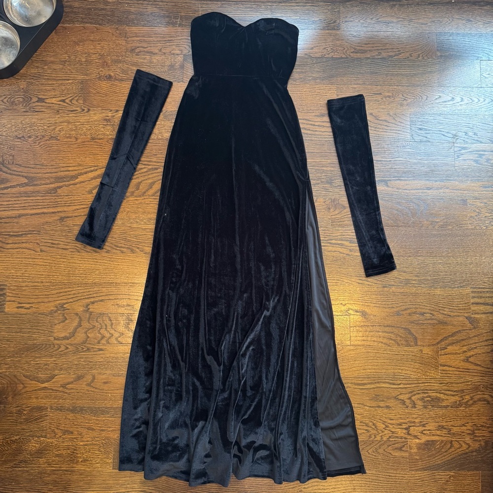 Black Velvet Strapless Dress